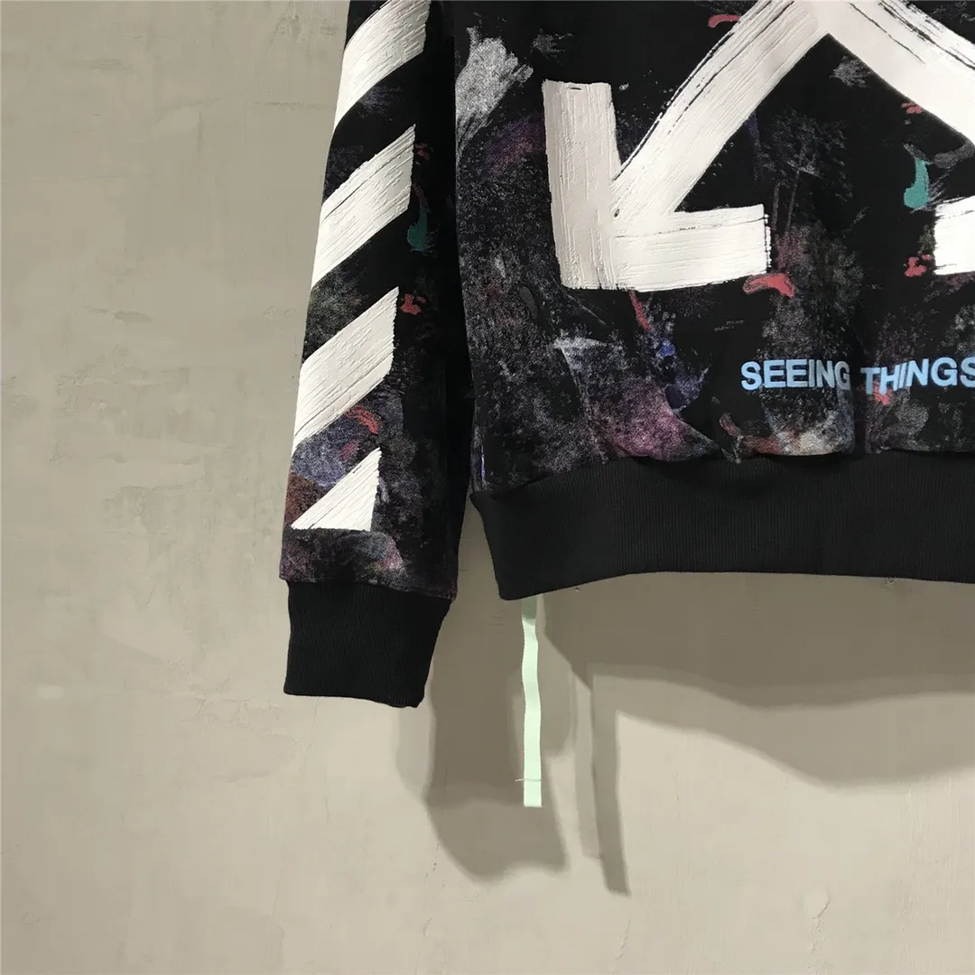 The top tested version for spring and autumn OFFWHITE Starry Sky Fireworks Melbourne Limited Ink Splash Hoodie Hooded Zip Jacket Sweatshirt Fabric: Made of custom-made (more than 490 grams - double-ply large terry fabric at the counter) high-weight fabric made into clothes that look more textured, soft to the touch, super thick, classic version, small dropped shoulders, micro silhouette! Pay attention to the important points~ The weight of more than 490 grams is not exaggerated and does not contain water. Those sellers who brag about the weight can only deceive novice customers. But when you get our goods, the weight and sinking are right there. You can taste it yourself, and the texture does not lie! (100% cotton fabric, no pilling) The white arrows on the back + the stripes on the arms are all made of foam and have a feel and protrusions. The fireworks color system is obtained through contrasting printing. There are eight panels in the whole body. Seven color sets and eight panels are printed in eight times. The first layer is gray, the second layer is white, the third layer is yellow, the fourth layer is green, the fifth layer is blue, the sixth layer is purple, the seventh layer is orange. The last layer is arrow paint printing. The seven colors are layered on each other, which will also create new colors. The arrows on the back and the front squares are first glued and then hung in four layers. The paint has an obvious concave and convex feeling. Quality speaks for itself in the details. The blue letters are electrostatic three-dimensional flocking, which is done separately and then printed through high-temperature thermal transfer‼ ️It can be called a fake killer, you can see that every detail on the clothes is ceiling craftsmanship‼ ️ Size chart